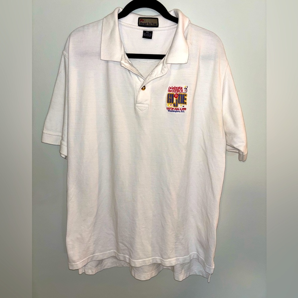 Vintage 1999 Celebrate the Hero GI Joe White Polo Shirt Size XL